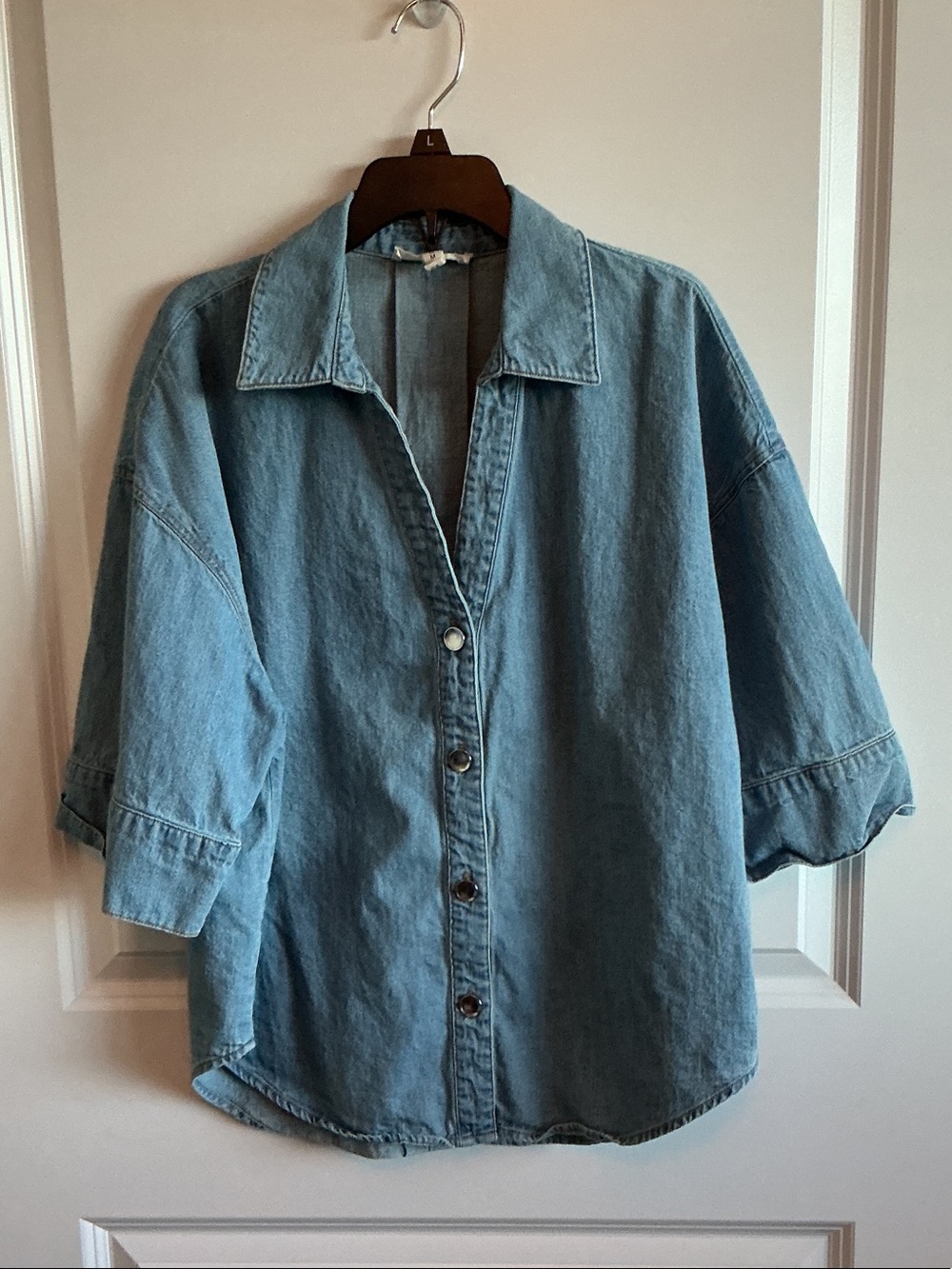 Current/Elliott Light Blue Denim Button-Down Shirt